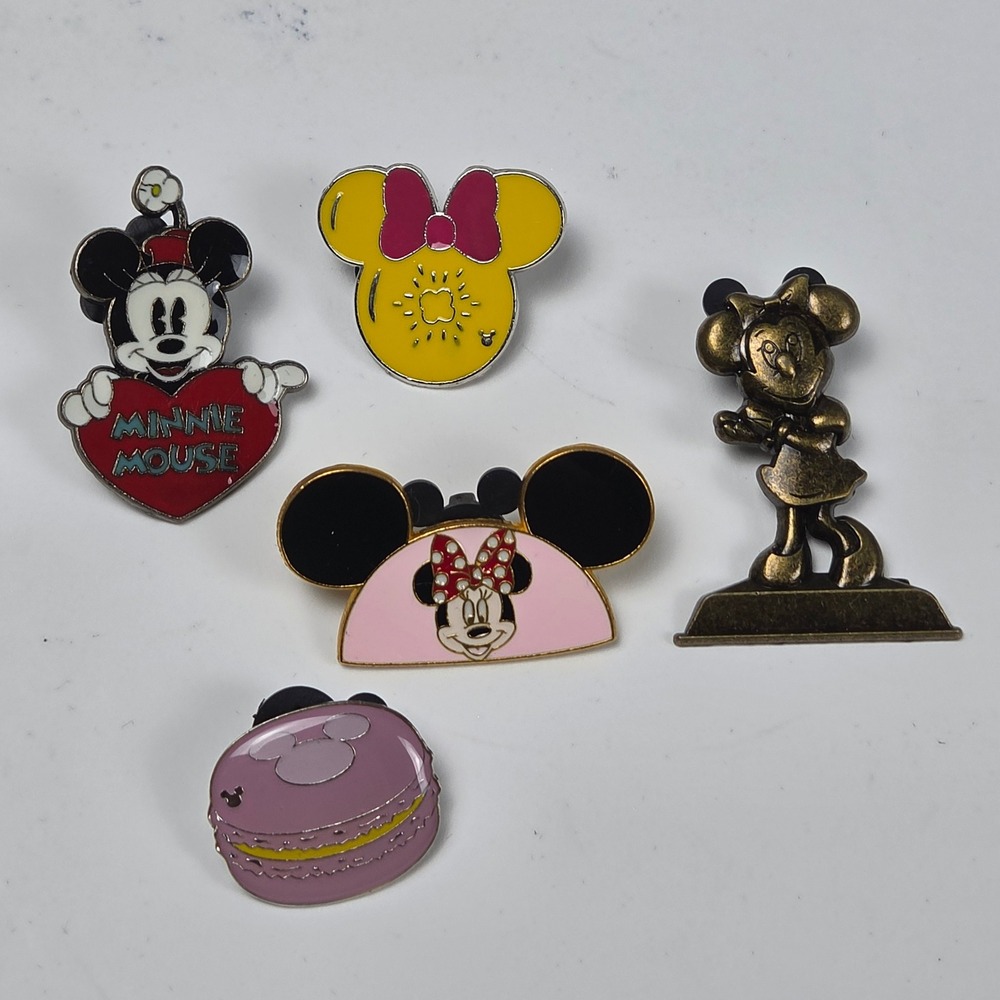 Disney Minnie Mouse Pin Lot 5 Parks Trading 2008 LE 1500 Ear Hat Hidden Mickey